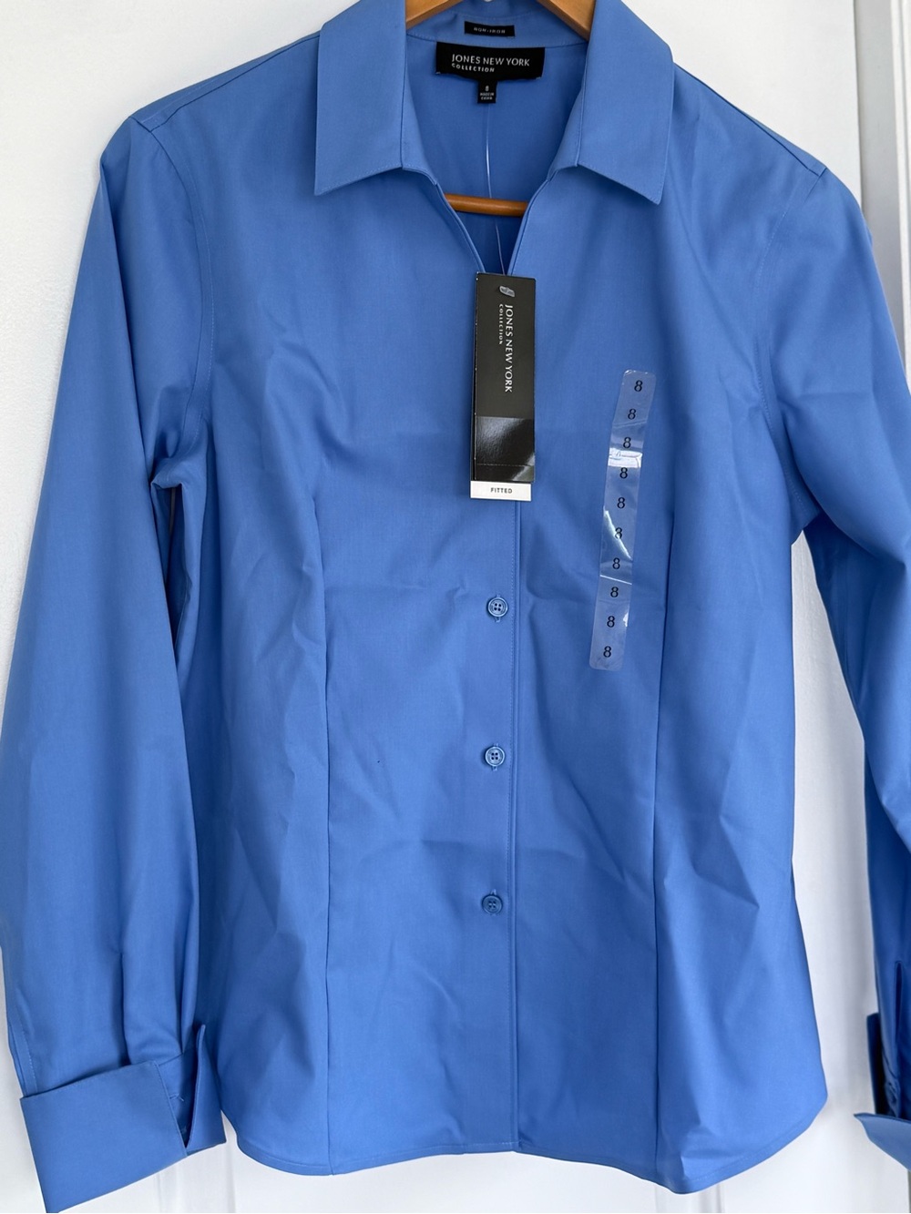 Jones New York Blue Long-Sleeve Button Front Blouse